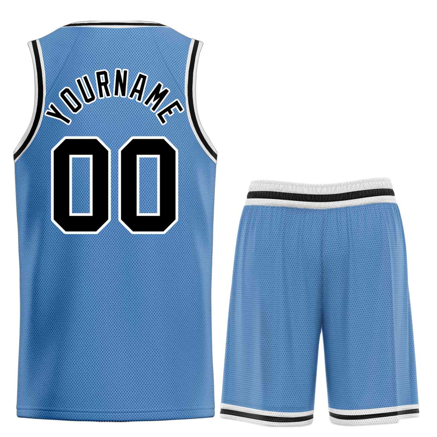 Maillot de basket-ball personnalisé, bleu clair, noir et blanc, ensembles classiques de taureau