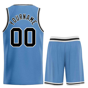 Maillot de basket-ball personnalisé, bleu clair, noir et blanc, ensembles classiques de taureau