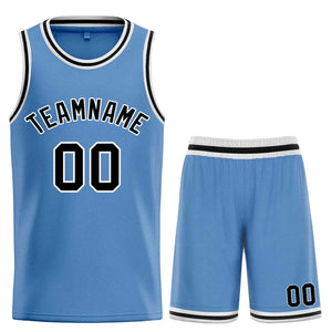 Maillot de basket-ball personnalisé, bleu clair, noir et blanc, ensembles classiques de taureau