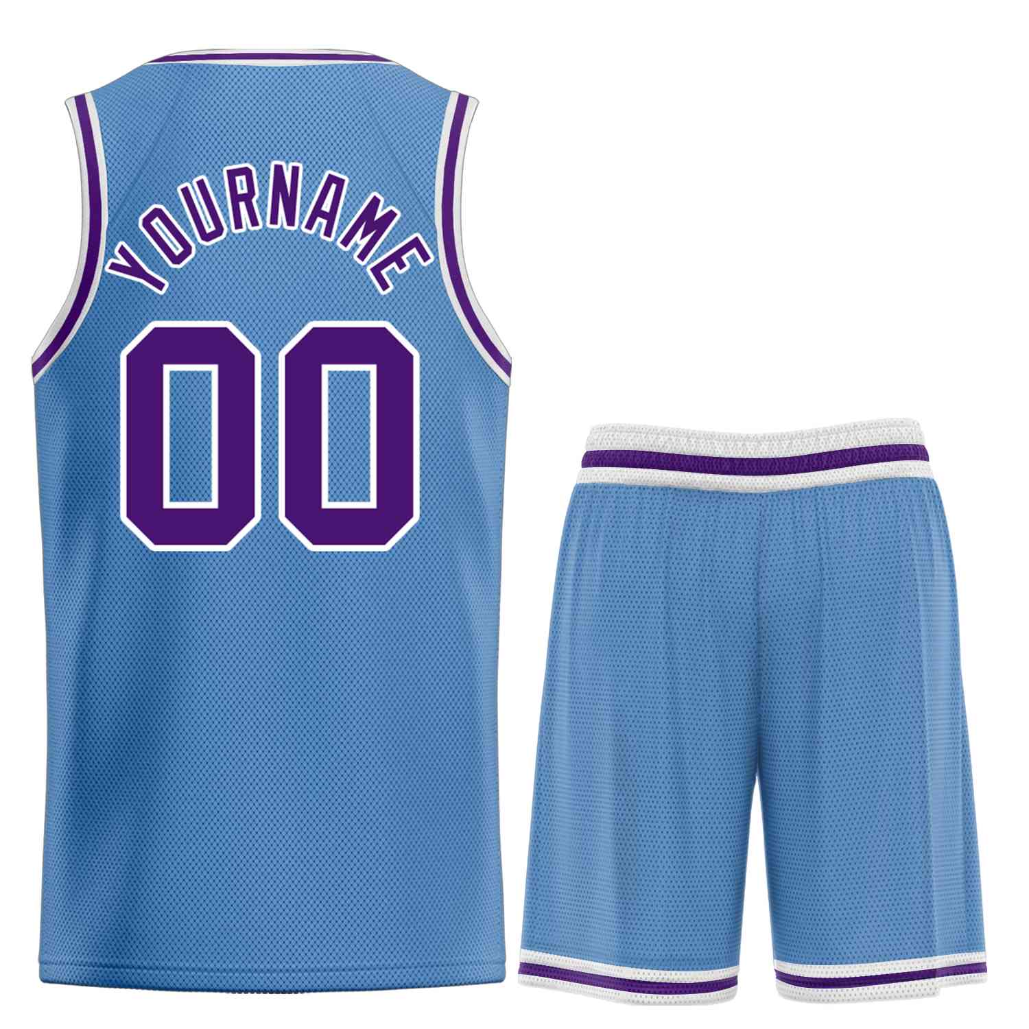 Custom Light Blue Purple-White Bull Classic Sets Basketball Jersey