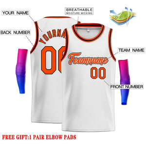 Custom White Orange-Black Classic Tops Men Casual Basketball Jersey