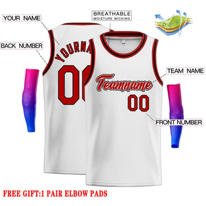 Custom White Red-Black Classic Tops Men Casual Basketball Jersey