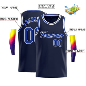 Custom Navy White-Royal Classic Tops Sport Basketball Jersey