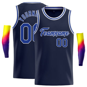 Custom Navy White-Royal Classic Tops Sport Basketball Jersey