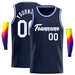 Custom Navy White-Royal Classic Tops Athletic Basketball Jersey