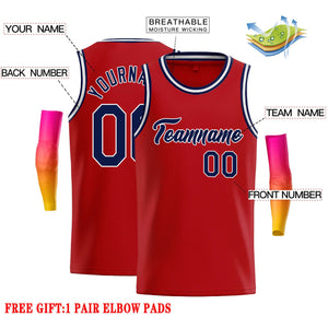 Custom Red Navy-White Classic Tops Casual Basketball Jersey