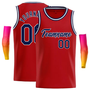 Custom Red Navy-White Classic Tops Casual Basketball Jersey