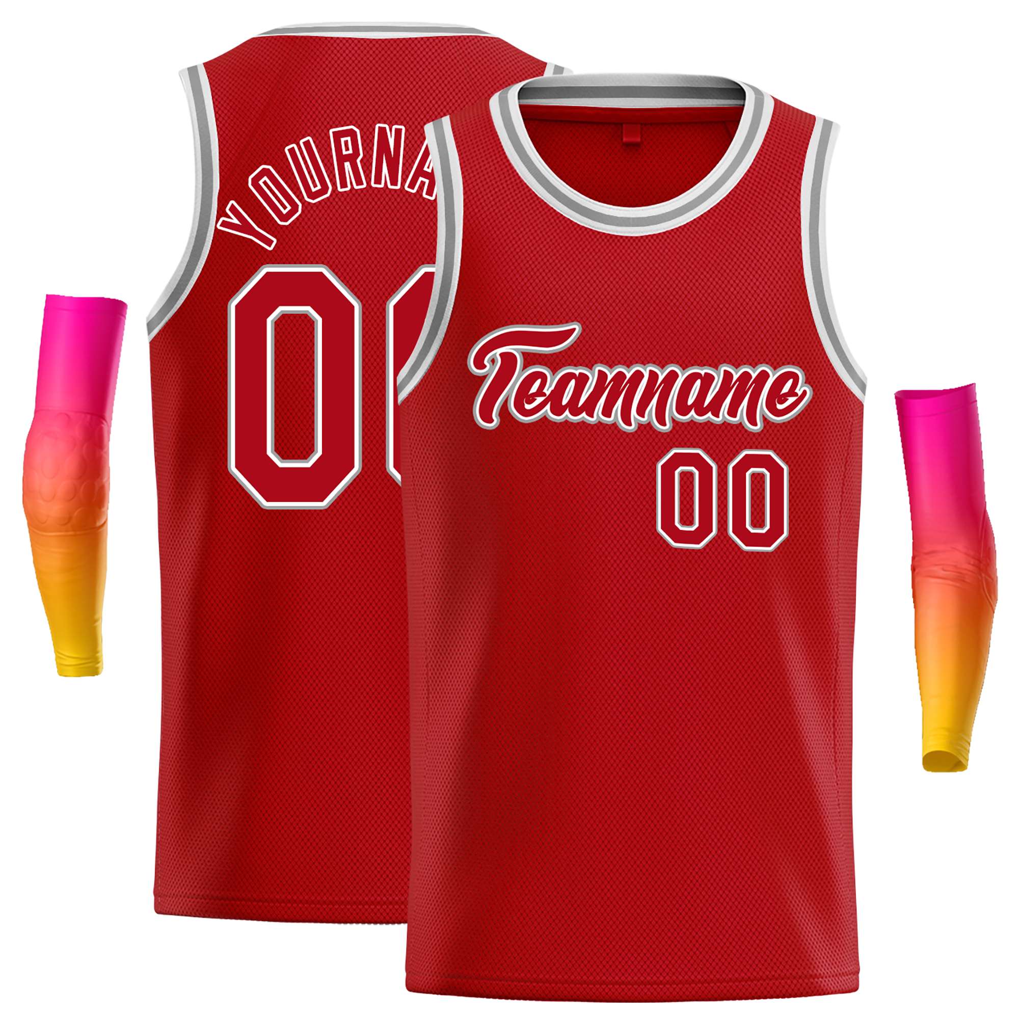 Maillot de basket-ball décontracté, personnalisé, rouge, rouge et blanc, hauts classiques