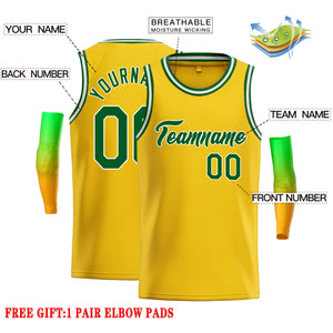 Maillot de basket-ball décontracté, haut classique jaune vert-blanc personnalisé