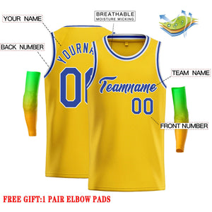 Custom Yellow Royal-White Classic Tops Casual Basketball Jersey