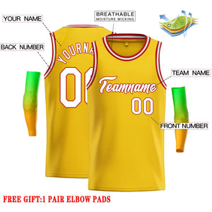 Custom Yellow White-Red Classic Tops Casual Basketball Jersey