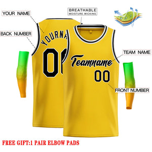 Custom Yellow Black-White Classic Tops Casual Basketball Jersey