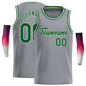 Maillot de basket-ball décontracté, personnalisé, gris foncé, vert-blanc, hauts classiques, décontracté