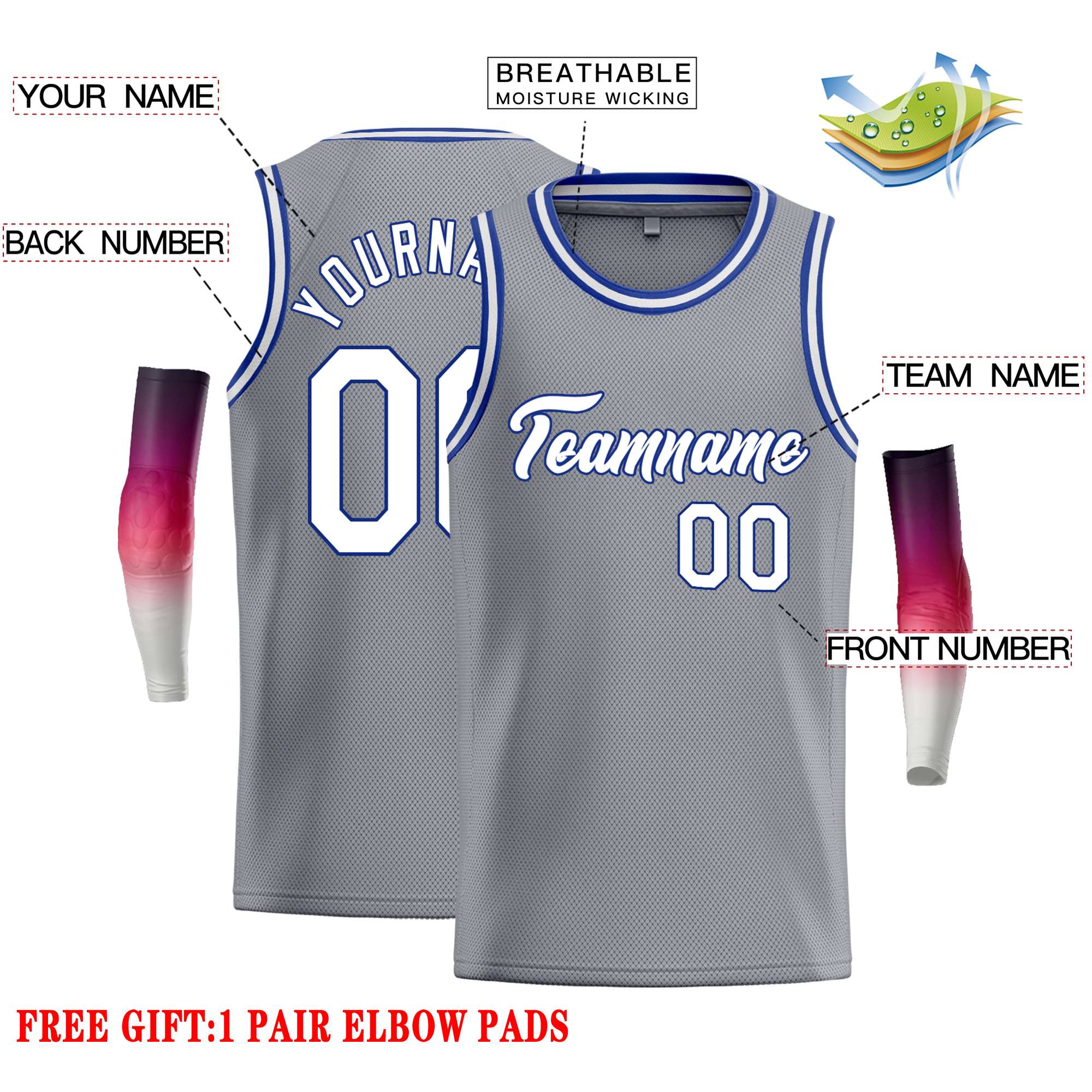 Custom Dark Gray White-Royal Classic Tops Casual Basketball Jersey