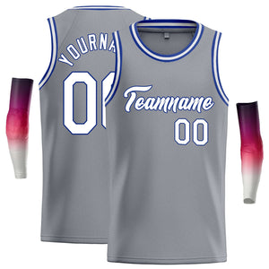 Custom Dark Gray White-Royal Classic Tops Casual Basketball Jersey