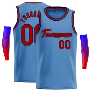 Maillot de basket-ball décontracté, personnalisé, bleu clair, rouge-marine, classique, décontracté