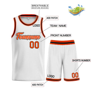 Uniforme de sport de guérison personnalisé, blanc, Orange-noir, ensembles classiques, maillot de basket-ball