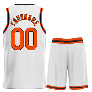 Uniforme de sport de guérison personnalisé, blanc, Orange-noir, ensembles classiques, maillot de basket-ball