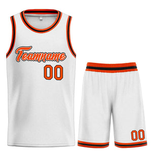 Uniforme de sport de guérison personnalisé, blanc, Orange-noir, ensembles classiques, maillot de basket-ball