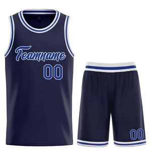 Custom Navy Royal-White Heal Sports Uniform Classic Sets Basketball Jersey