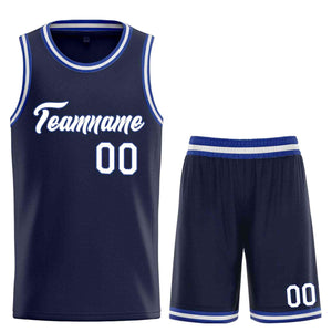 Uniforme de sport personnalisé marine blanc-Royal Heal, ensembles classiques, maillot de basket-ball