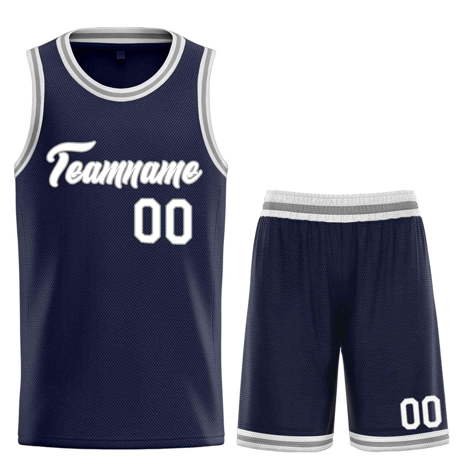 Custom Navy White-Gray Heal Sports Uniform Classic Sets Basketball Jersey