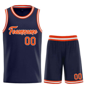 Custom Navy Orange-White Heal Sports Uniform Classic Sets Basketball Jersey