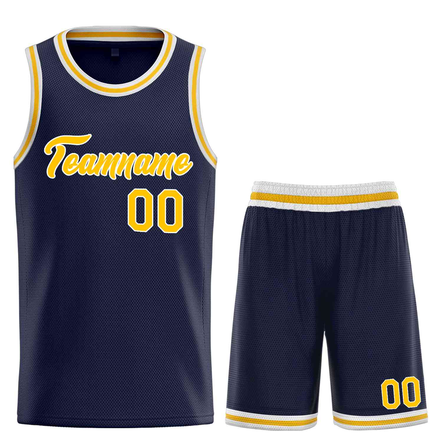 Custom Navy Yellow-White Heal Sports Uniform Classic Sets Basketball Jersey