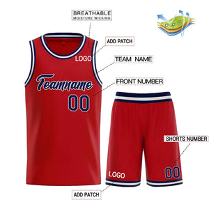 Custom Red Navy-White Heal Sports Uniform Classic Sets Basketball Jersey