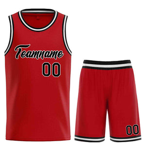 Uniforme de sport personnalisé rouge noir-blanc, ensembles classiques de basket-ball, maillot de basket-ball