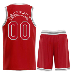 Uniforme de sport de guérison blanc rouge personnalisé, ensembles classiques de maillot de basket-ball