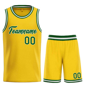 Uniforme de sport personnalisé jaune vert-blanc, ensembles classiques de basket-ball, maillot de basket-ball