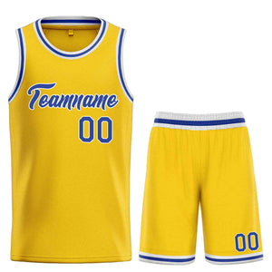 Uniforme de sport de guérison jaune Royal-blanc personnalisé, ensembles classiques, maillot de basket-ball