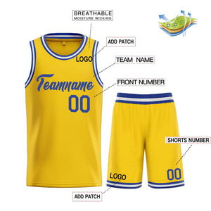 Uniforme de sport Royal Heal jaune personnalisé, ensembles classiques, maillot de basket-ball