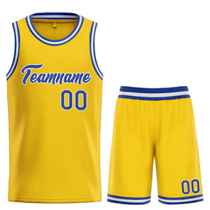 Uniforme de sport de guérison jaune Royal-blanc personnalisé, ensembles classiques, maillot de basket-ball