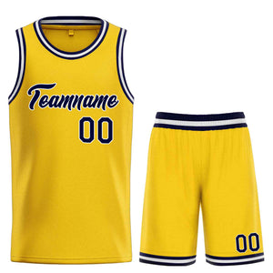 Custom Yellow Navy-White Heal Sports Uniform Classic Sets Basketball Jersey