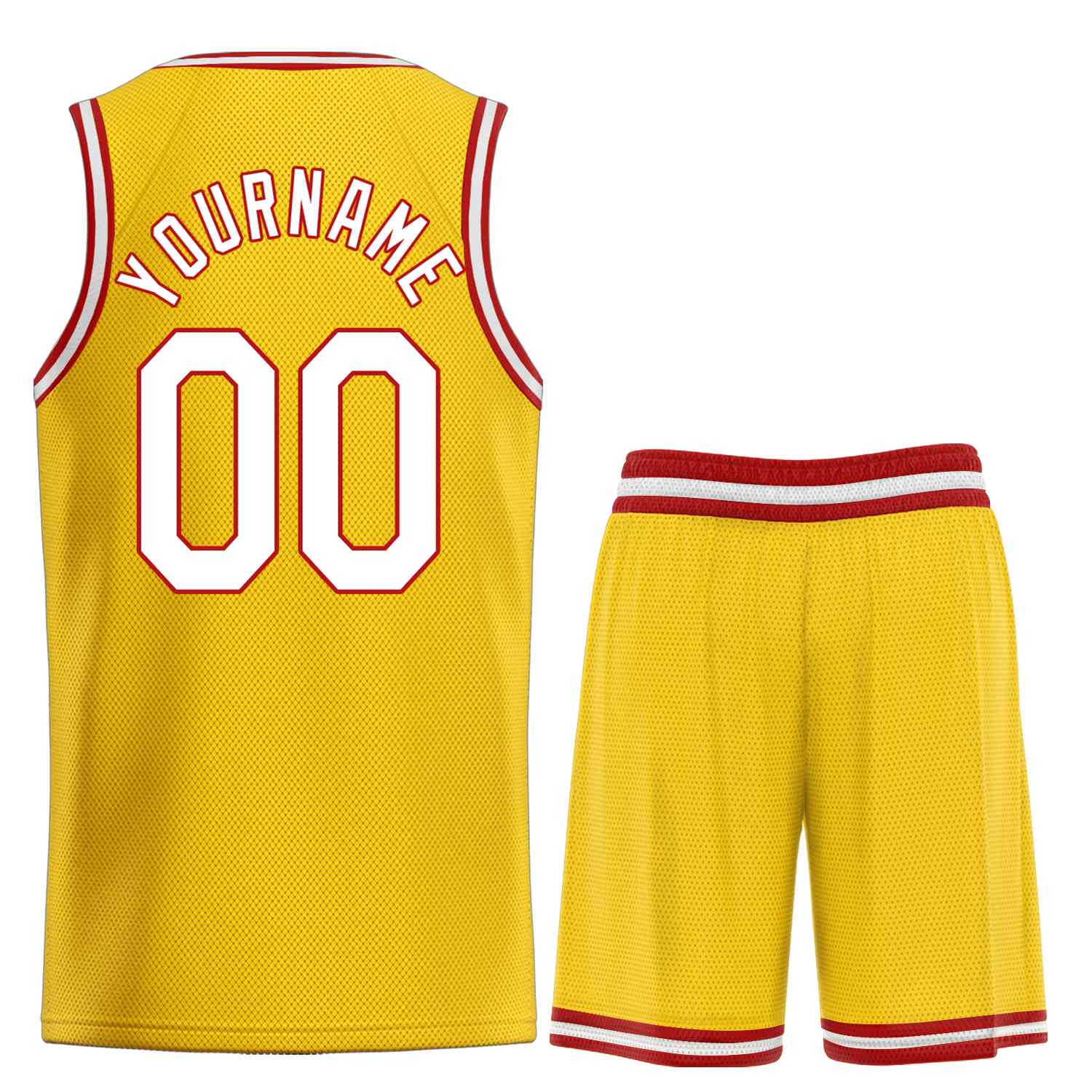 Uniforme de sport personnalisé jaune blanc-rouge, ensembles classiques de basket-ball, maillot de basket-ball