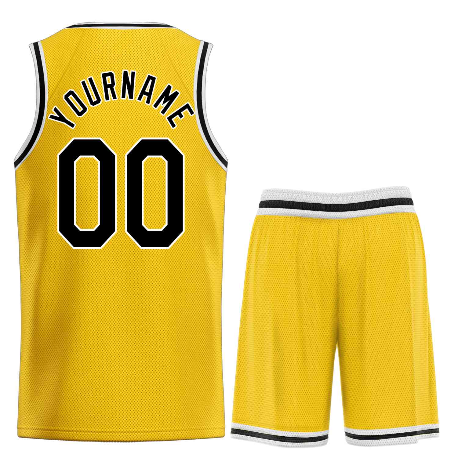 Uniforme de sport personnalisé jaune noir-blanc, ensembles classiques de basket-ball, maillot de basket-ball