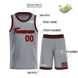 Uniforme de sport personnalisé gris foncé marron-noir, ensembles classiques, maillot de basket-ball