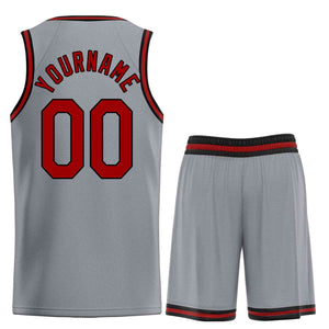 Uniforme de sport personnalisé gris foncé marron-noir, ensembles classiques, maillot de basket-ball