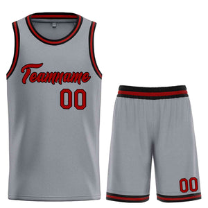 Uniforme de sport personnalisé gris foncé marron-noir, ensembles classiques, maillot de basket-ball