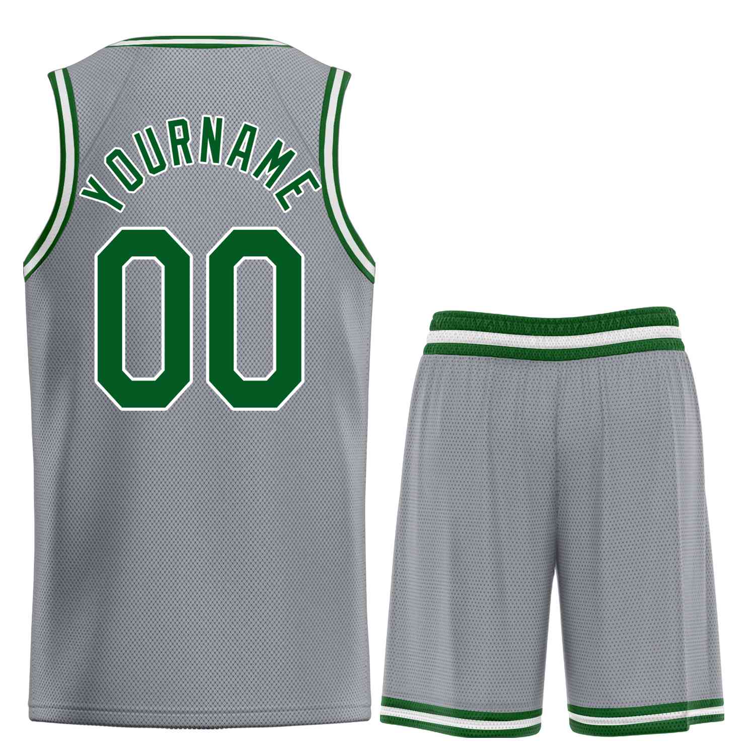 Uniforme de sport de guérison personnalisé gris foncé vert-blanc, ensembles classiques, maillot de basket-ball