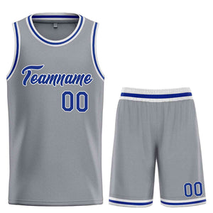 Uniforme de sport personnalisé gris foncé Royal-blanc, ensembles classiques, maillot de basket-ball