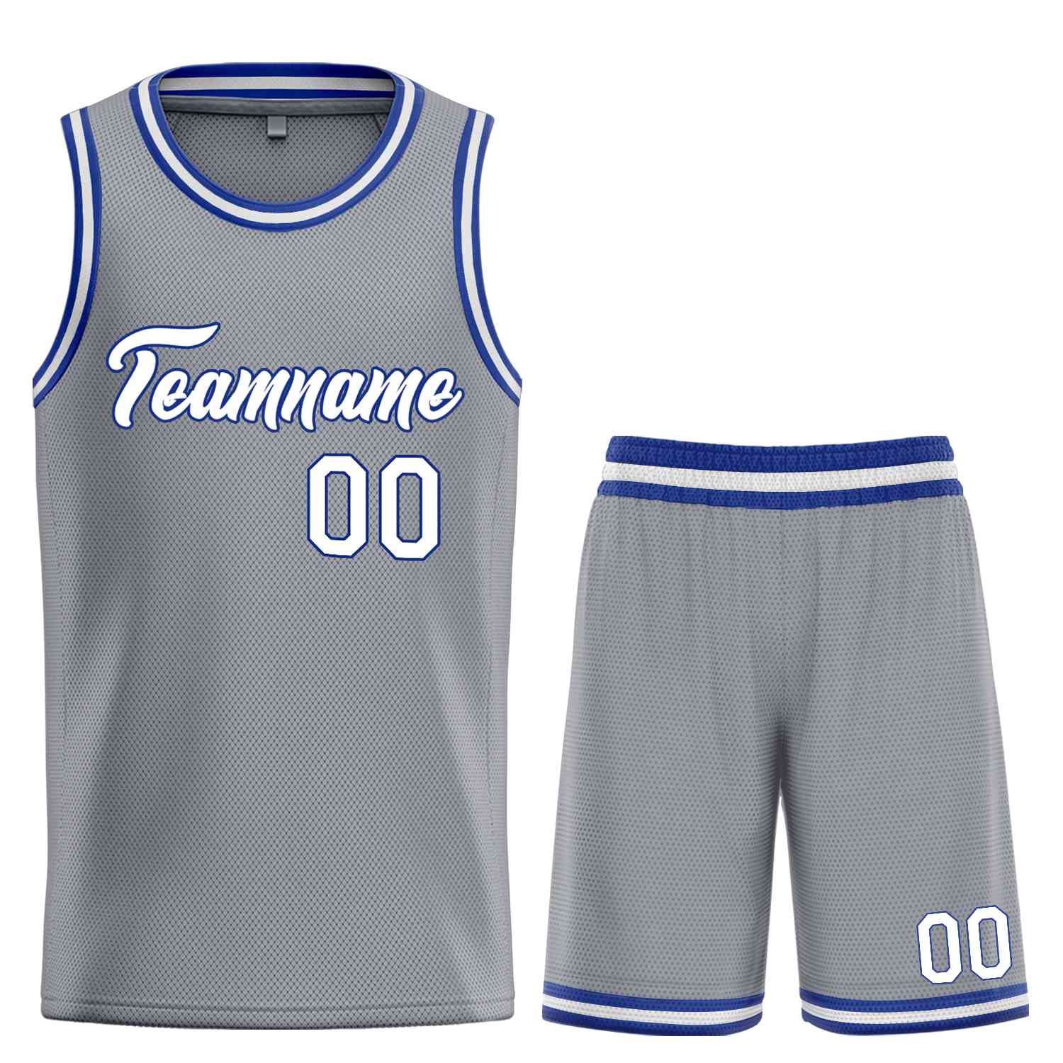 Uniforme de sport personnalisé gris foncé blanc-Royal Heal, ensembles classiques, maillot de basket-ball