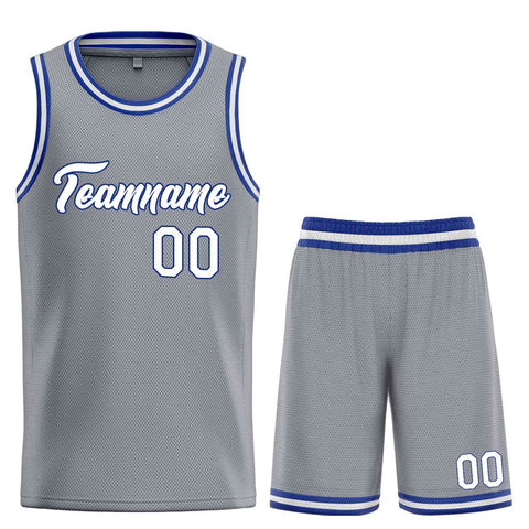 Custom Dark Gray White-Royal Heal Sports Uniform Classic Sets Basketball Jersey