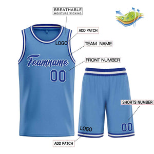 Uniforme de sport personnalisé bleu clair Royal-blanc, ensembles classiques, maillot de basket-ball