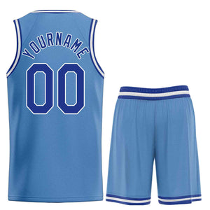 Uniforme de sport personnalisé bleu clair Royal-blanc, ensembles classiques, maillot de basket-ball