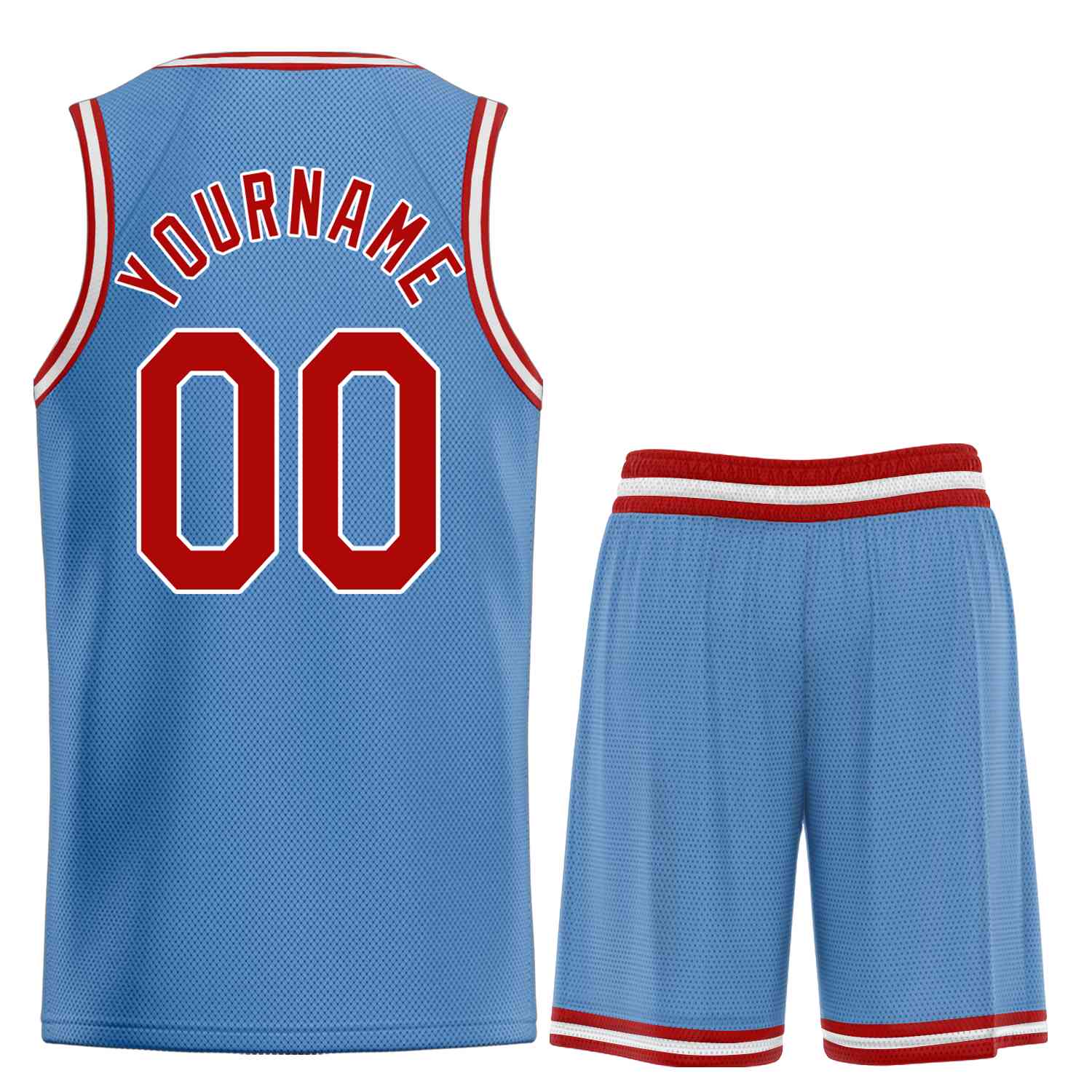 Uniforme de sport personnalisé bleu clair rouge-blanc, ensembles classiques de basket-ball, maillot de basket-ball