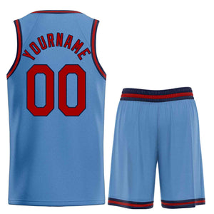 Uniforme de sport de guérison personnalisé, bleu clair, rouge-marine, ensembles classiques, maillot de basket-ball