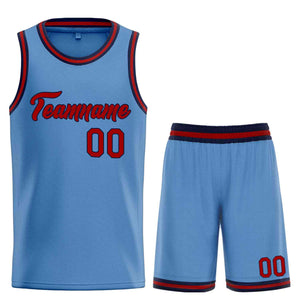 Custom Light Blue Red-Navy Heal Sports Uniform Classic Sets Basketball Jersey